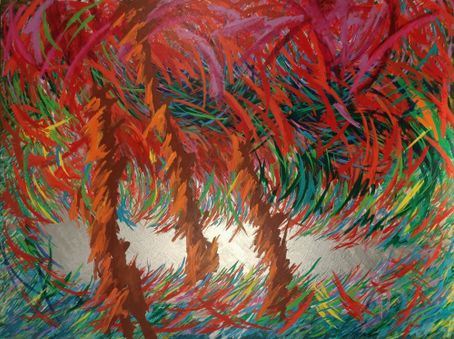 BLIND BULL HIDDING IN THE FOREST